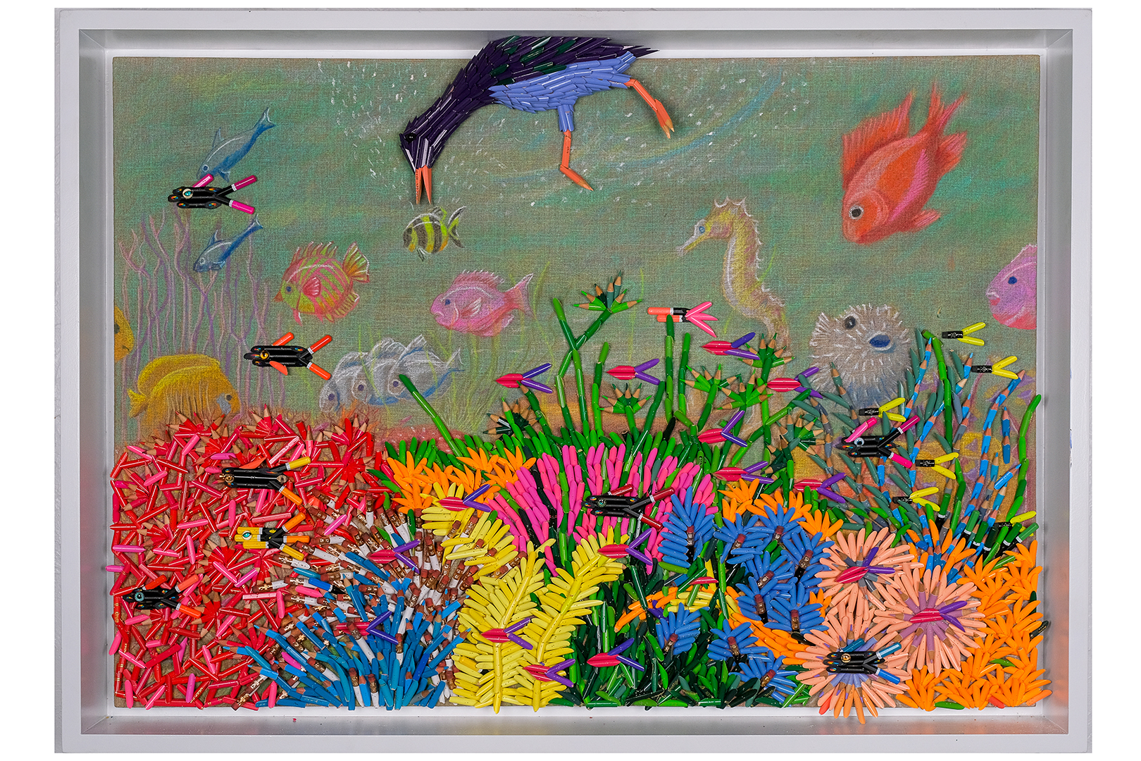 SWIMMING_DUCK_Colored pencil drawing and collage_2027_2023-